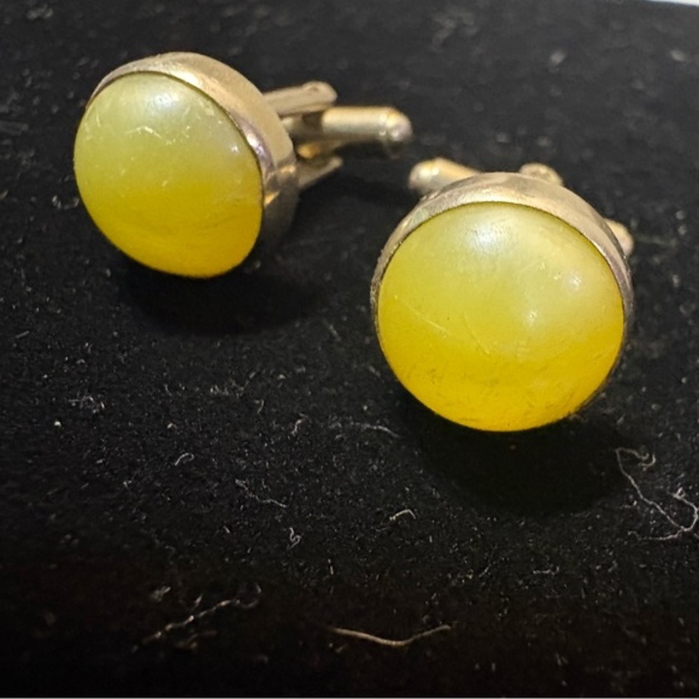 Vintage Anson Sun Yellow Gold Tone Cuff Links Cufflinks